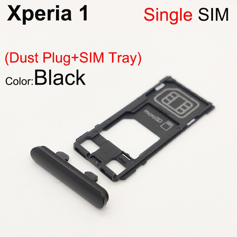 Aocarmo Voor Sony Xperia 1 / X1 / XZ4 J9110 Enkele Dual Geheugen Microsd Kaarthouder Reader Sim Tray Slot vervanging: FullSet Black-Single