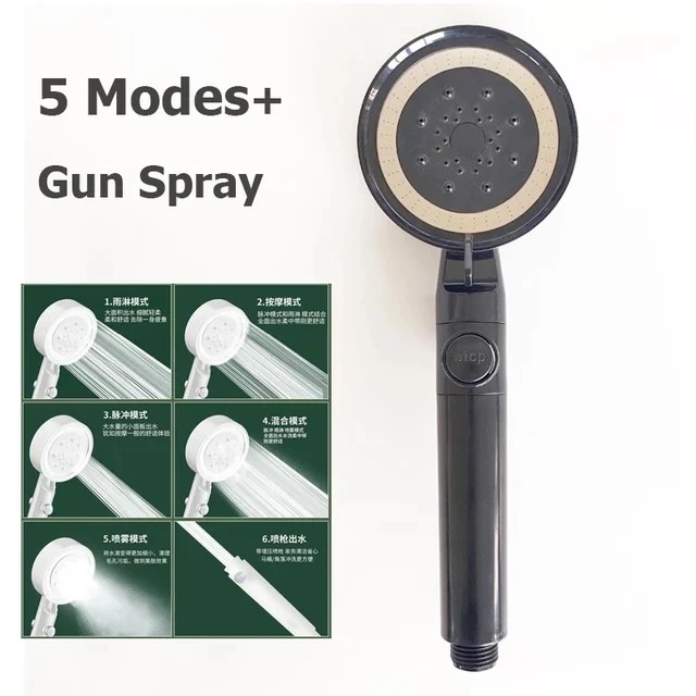 Cabezal de ducha de lluvia de 6 modos, cabezales de ducha de lluvia superiores de alta presión para baño, ° Accesorios para grifos de ducha con rociador superior: Azul