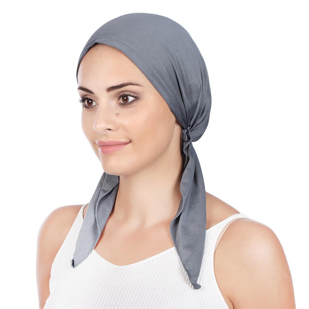 Gorro de hijab musulmán para mujer, pañuelo árabe para la cabeza, listo para usar, turbante, color sólido: 4