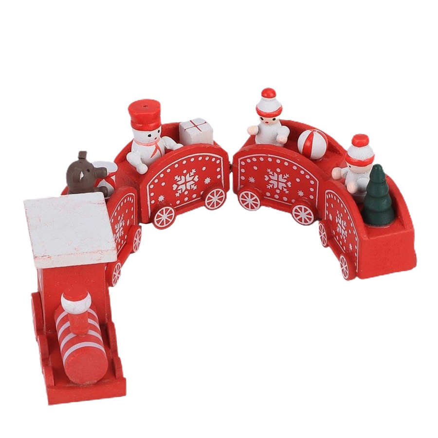 Decorazione Di buon Natale di Legno Santa Treni Giocattolo Dei Bambini Del Fumetto Del Regalo Di Natale In Legno Treno di Natale Vetrina Decorazione: Red  1