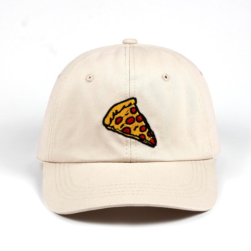 Pizza broderi baseballmössa lastbilsmössa för kvinnor män unisex justerbar storlek pappa keps hattar: Beige