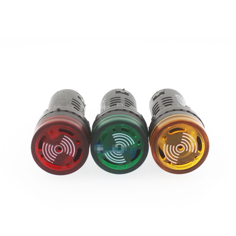 2 stk  ad16-22sm ac /dc 12v/24v rød gul grønn svart ledet indikator signal blitslys med sommer pip 22mm dia . 60mm høyde
