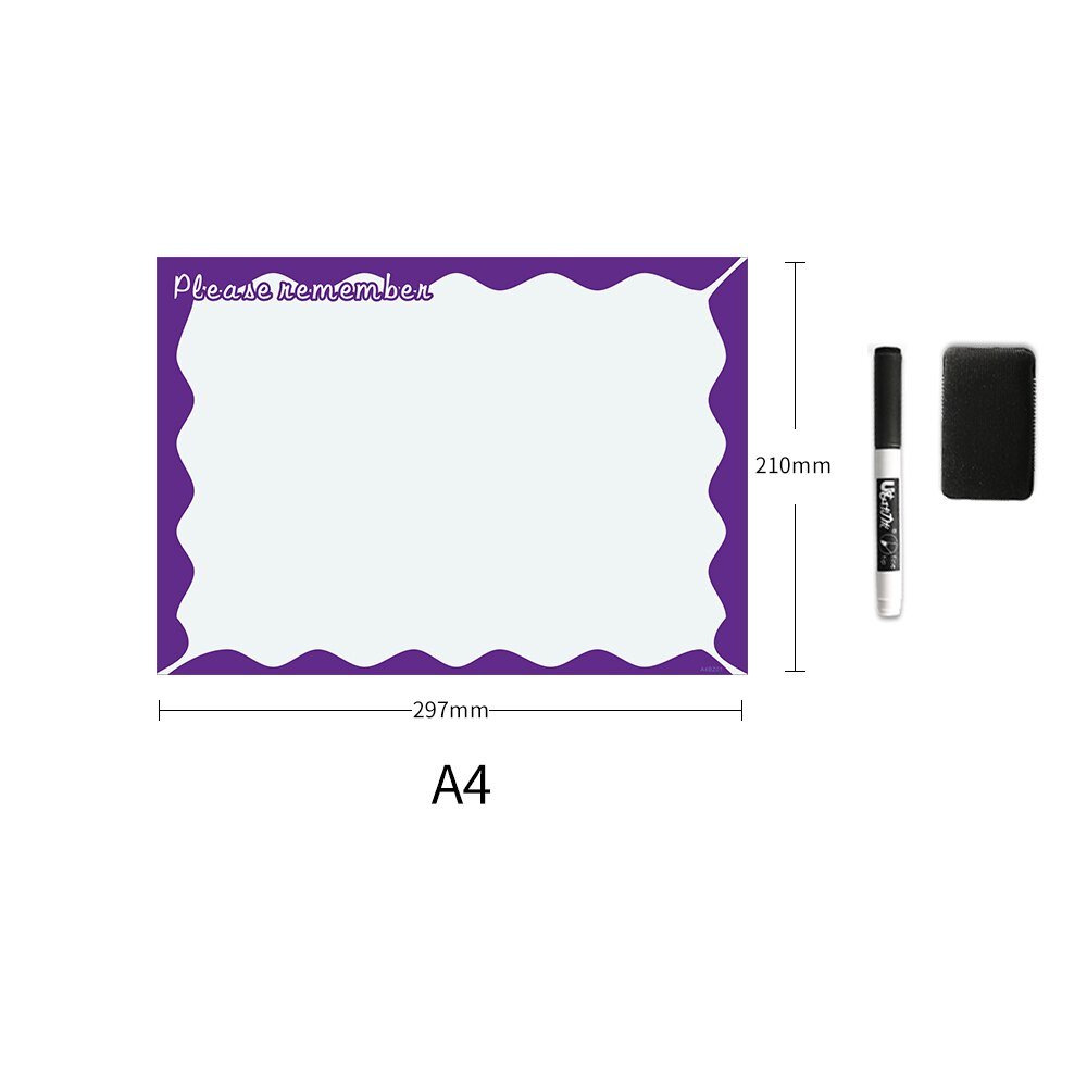 A4 storlek magnetisk whiteboard kylskåp magneter klistermärke presentationstavlor hem kök meddelande påminnelsestavlor att göra lista schema: A4 bz 01