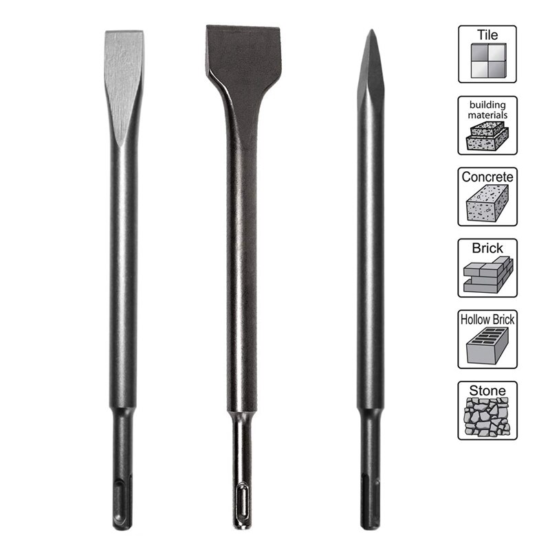 Meißel Set 3-Stück Sds-Plus: Spaten Meißel, Flache Meißel, Punkt Meißel/Universell Anwendbar
