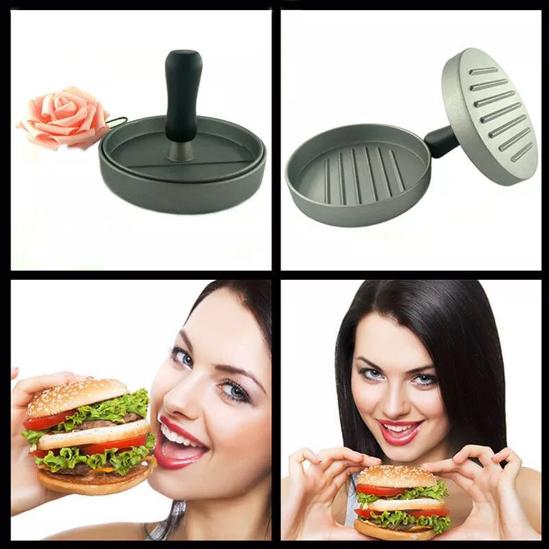 1 sett rund form hamburgerpress aluminiumslegering 12 cm hamburger kjøtt biff grille burger trykk patty maker form kjøkkenverktøy