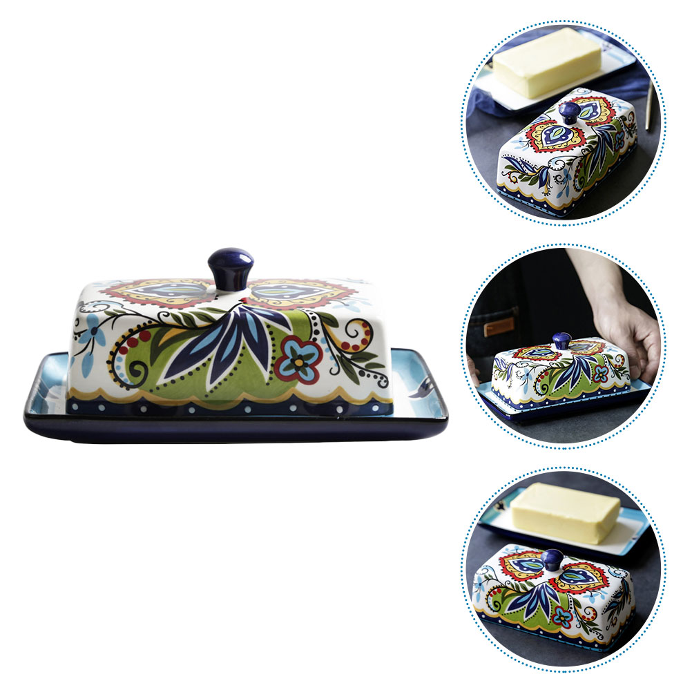 1pc Exquisite Ceramic Plate Dessert Plate Cheese Butter Box Delicate Food Plate