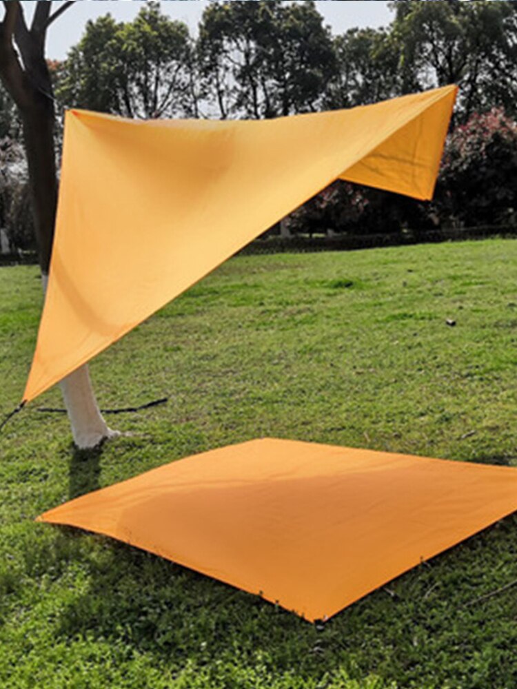 Outdoor Camping Rhombus Awning Silver-coated Waterproof Multi-function Rodless Awning Camping Tent Ground Cover Awning