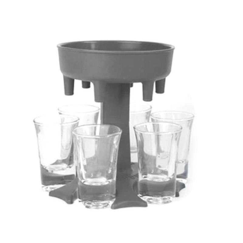6 Shot Glass Dispenser Holder Wine Whisky Beer Dispenser Rack Bar Accessories Caddy Liquor Dispenser Party Games Drinking Tools: Gray
