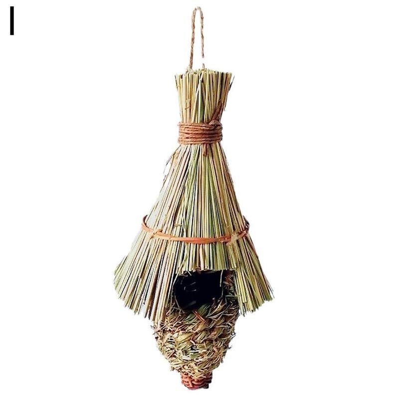 Hummingbird House Hand-Woven Nesting Window Garden Hanging Birdhouses Hut Handwoven Bird Nest Gardening Decoration for Bird V0G5: I