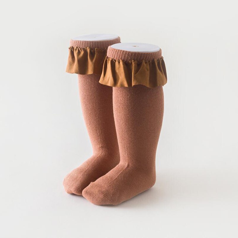 Flanela do vintage rendas meias crianças Primavera outono meninas da criança tornozelo meias meias esportivas de algodão meninas da escola elegante material do bebê Natal: orange / 0 to 3T