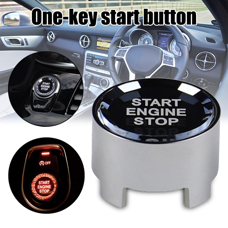Auto Motor Start Stop-Knop Een Sleutel Auto Vervangende Onderdelen Voertuig Modificatie Zilveren VS998