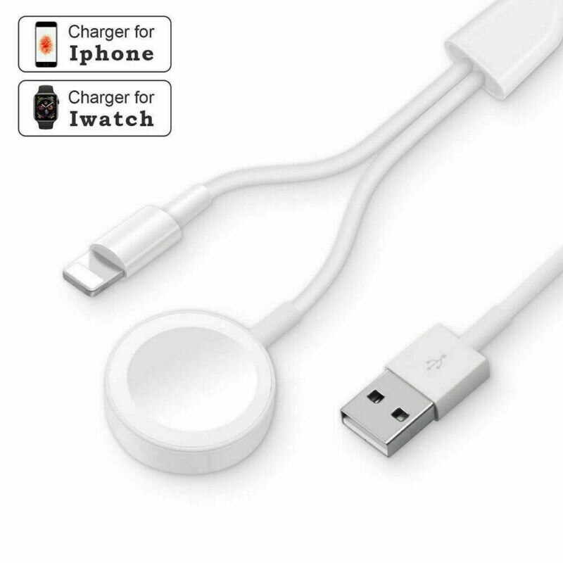 2 em 1 magnético qi carregador sem fio para apple assistir série 2 3 4 5 applewatch cabo de carregamento usb para iphone 11 pro max xs xr x: 2 in 1