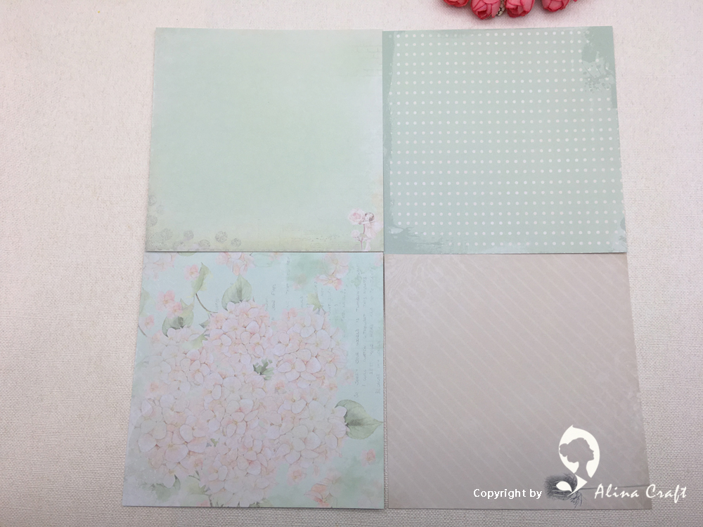 AlinaCraft 24 láminas 6 "X6" verde con patrón de flores papel recortes Paquete de papel artesanal para manualidades cojín de fondo artesanal