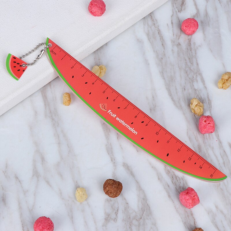Plastlinjaler rakt mätverktyg söta fruktmönster skolmaterial 17cm * 2.5cm
