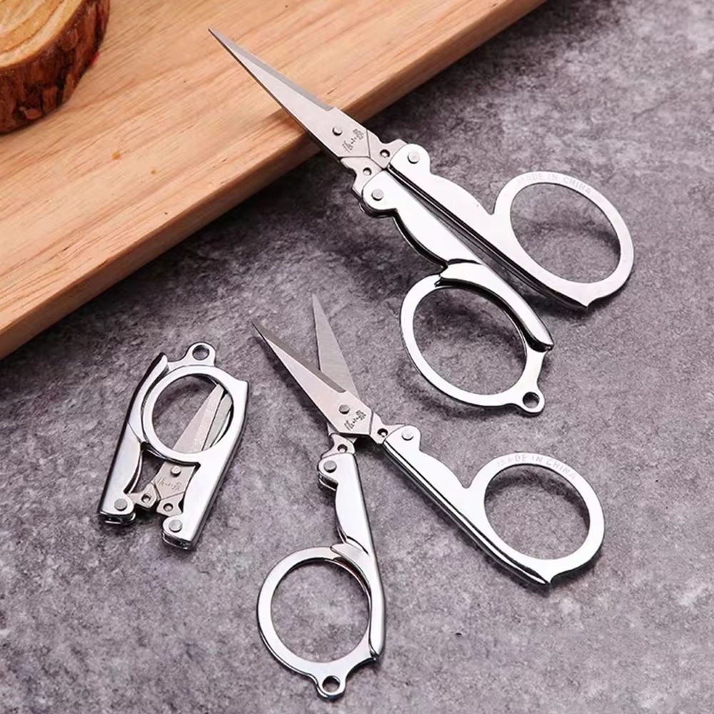 Ciseaux de poche pliants multifonctionnels en acier inoxydable, petits ciseaux pliants, Mini outils de coupe de fil pour la maison, en acier inoxydable
