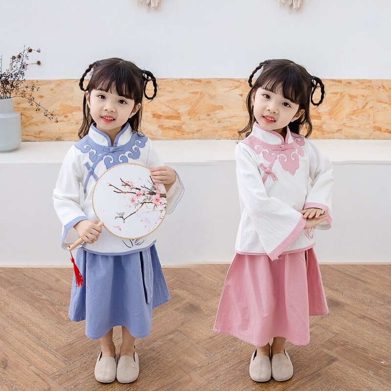 Children's Chinese Folk Dance Costume - Hanfu Stage Wear - Spandex - Girls' National Costume