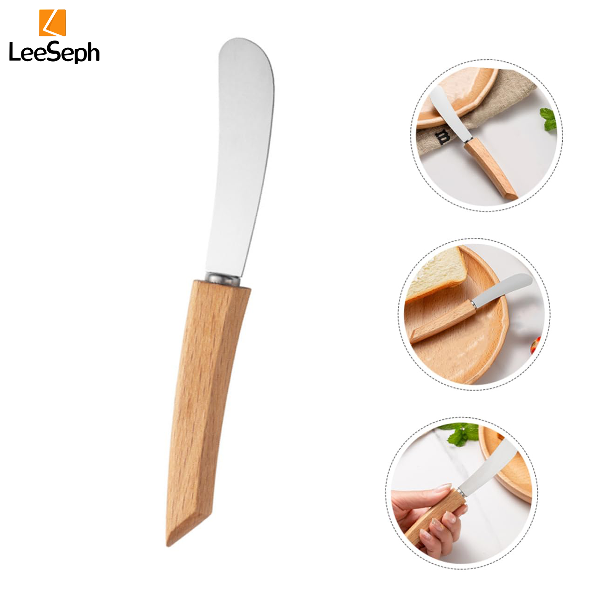 Juego de cuchillos esparcidor de mantequilla, cuchillos para esparcir sándwich de acero inoxidable con mango de madera, raspadores de mermelada de queso y crema de mantequilla