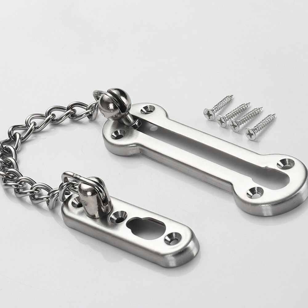 1pc Door Lock Chain Durable Stainless Steel Anti-theft Window Door Deduction Lock for Dormitory Apartment House