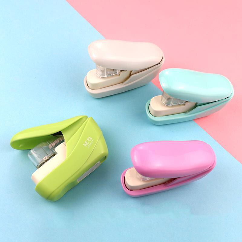 Grapadora sin clavos para estudiantes, herramienta de engrapado segura, 5 hojas de capacidad para encuadernación de papel, suministros de oficina