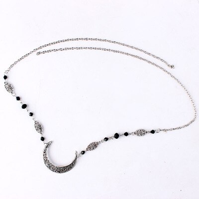 Acessórios de cabeça de padrão de lua vazada, estilo gótico retrô, gota, corrente de cristal, conta de cabeça para meninas, imperdível: VGH008-2