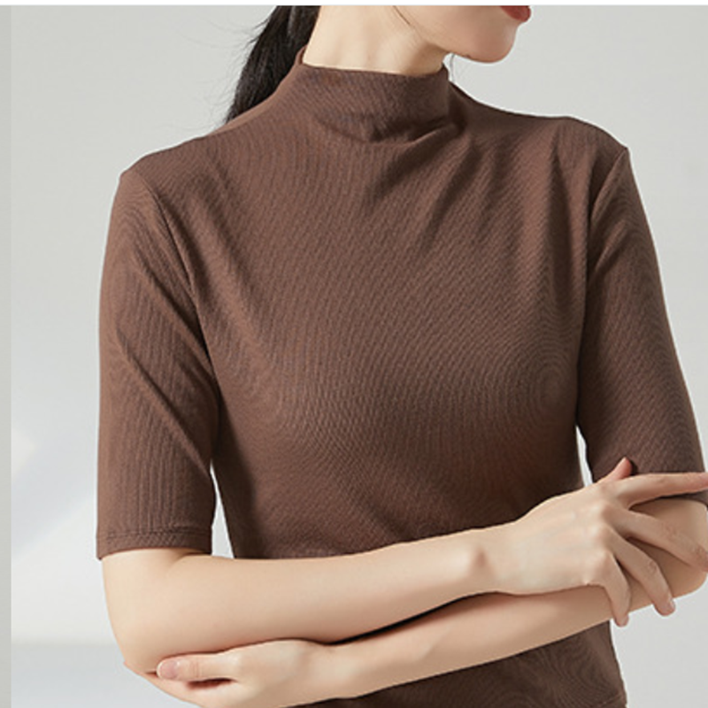 Women Modern Dancewear Long Sleeve High Neck Slim Costume Stage Performance Clothing China Practice Clothes Elastic Tops