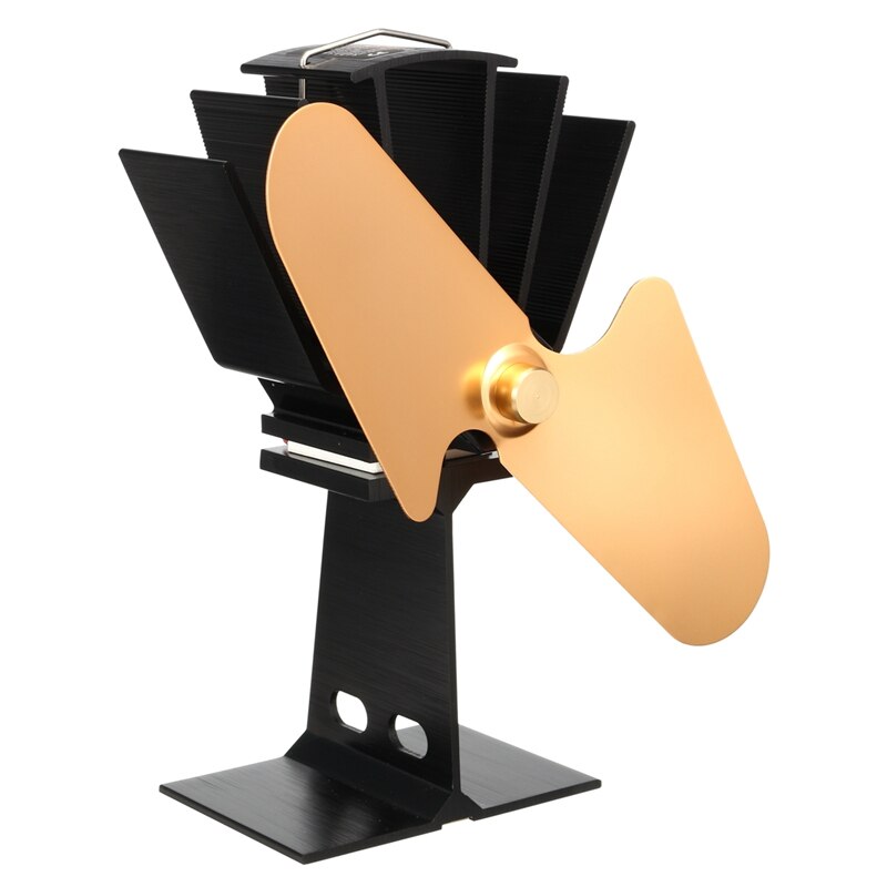 2 Blade Blast Stove Fan Home Silent Blast Stove Fan Ultra Wood Stove Fan Fireplace Fan Home Efficient Heat Distribution: Gold