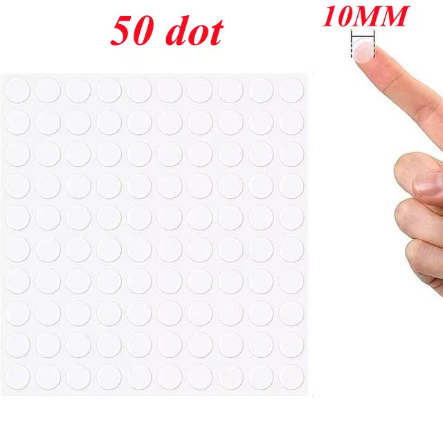 100 pz 1/0.5 cm Adesivo Nastro Biadesivo Adesivi Rimovibili Rotondi Appiccicosi Tack Nessuna Traccia Piccoli Adesivi per la Decorazione del Festival: TRASPARENTE