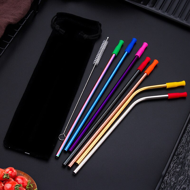 De utensilios de cocina de paja reutilizables para bebidas de acero inoxidable 304, accesorio multiuso para Bar o , herramientas para beber dobladas en 4 colores 1 Uds.