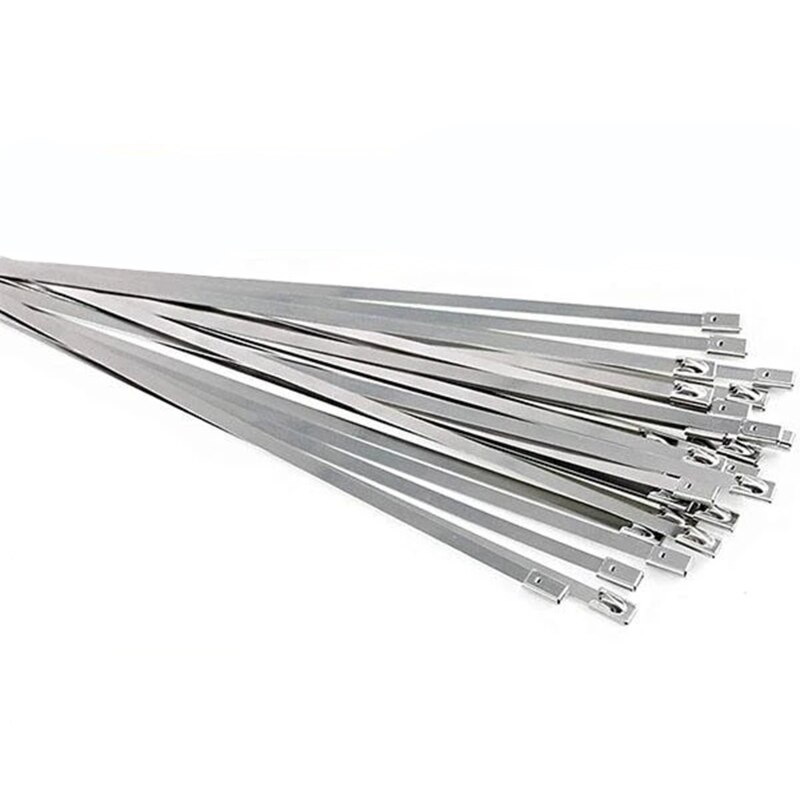 100PCS Multi-Purpose Locking Cable Metal Zip Ties Stainless Steel Cable Twist Ties Locking Metal Zip-Exhaust Wrap Coated Cable