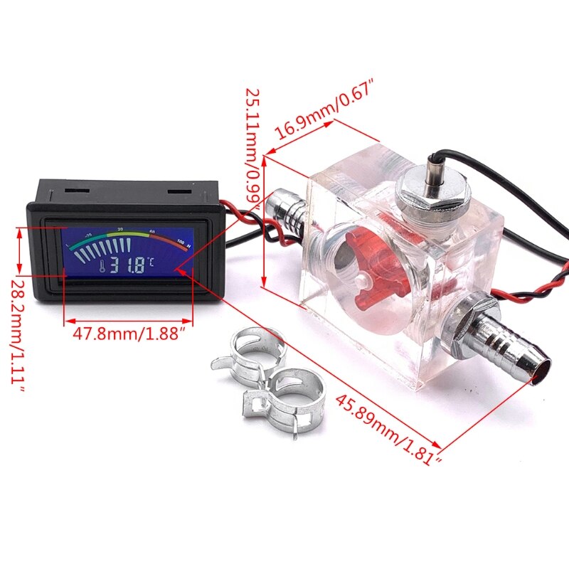 LED Thermometer 3 Way Flow Meter For Water Cooling Liquid Cooler System