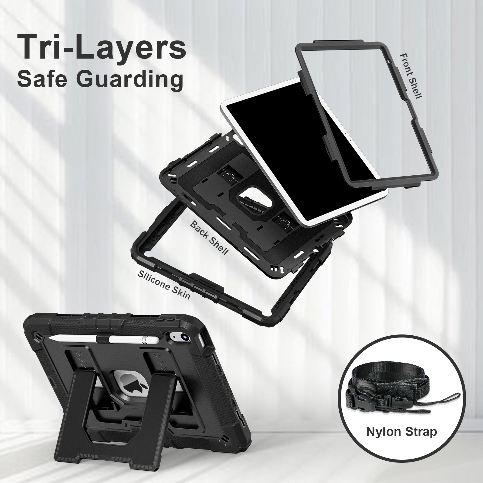 Funda para tableta para IPad A16 11th 2025 10th Gen Air 4 5 10,9 Pro 11 pulgadas Mini 6 7 niños soporte cordón a prueba de golpes protege cubierta resistente