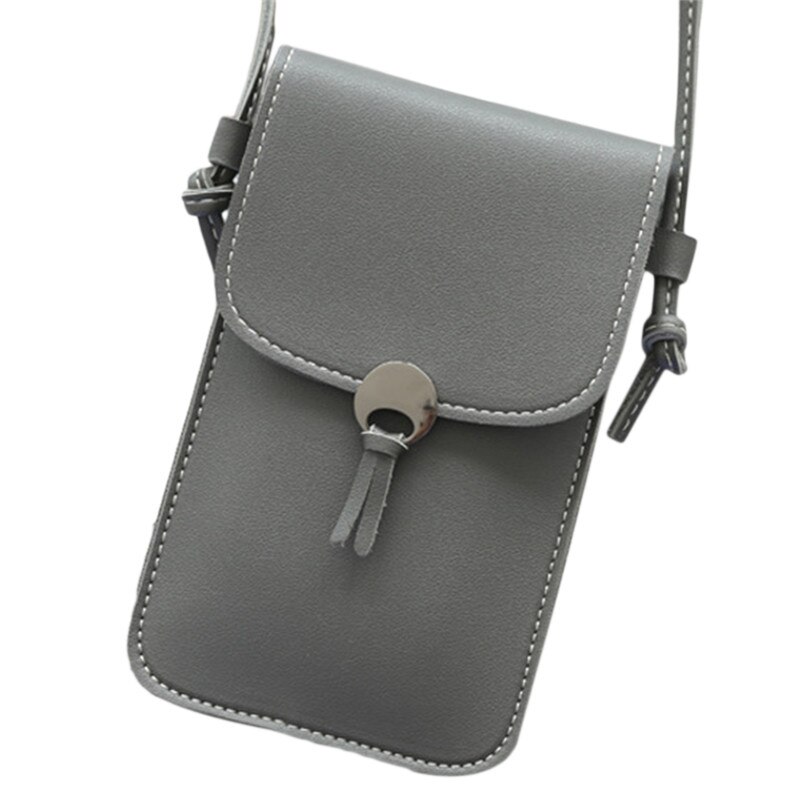 Effen Kleur Dames Touch Screen Mobiele Telefoon Tas Schouder Messenger Bag Mode Alle-Wedstrijd Schattige Kleine Tassen: Dark Gray