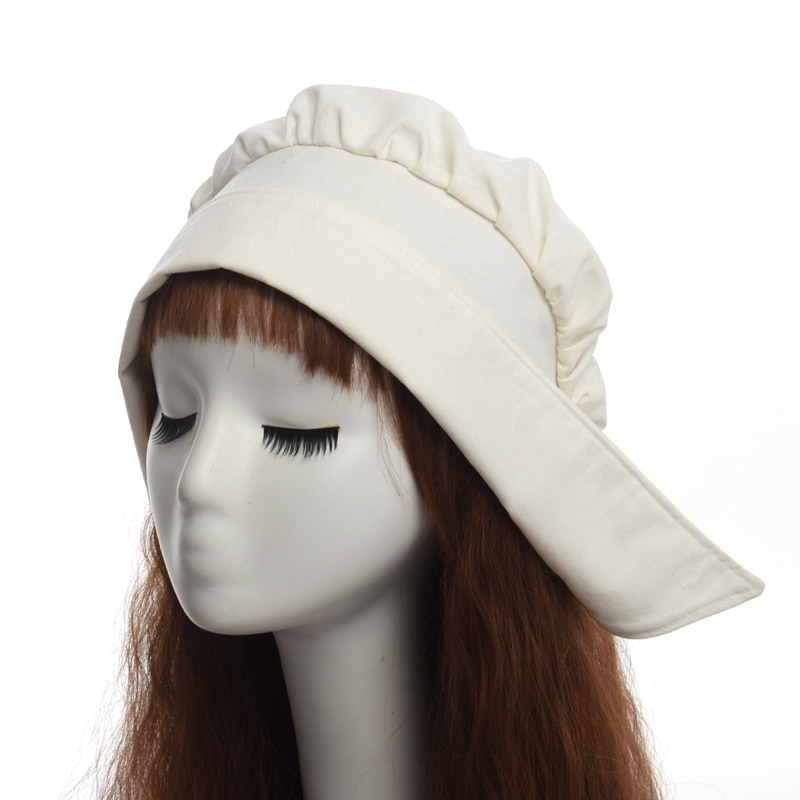 Vintage Medieval Kids Girls White Maid Hat Bonnet