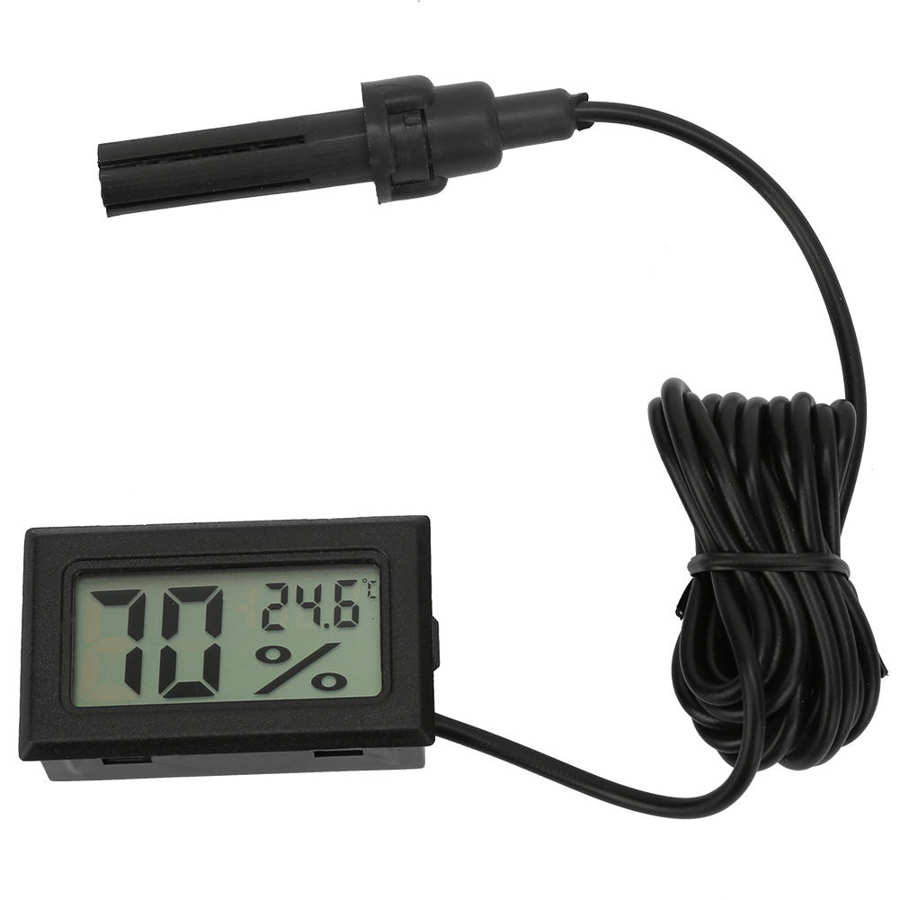 High Mini LCD Humidity Thermometer with Probe 1 5m Line DC 1 5V: Default Title