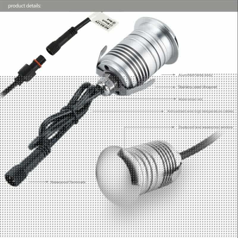 ledet underjordisk lampe 3w 12v ip67 utendørs innfelt dekkgulv bakken få øye på belysning inground uplight innkjørsel betong utlegger lys