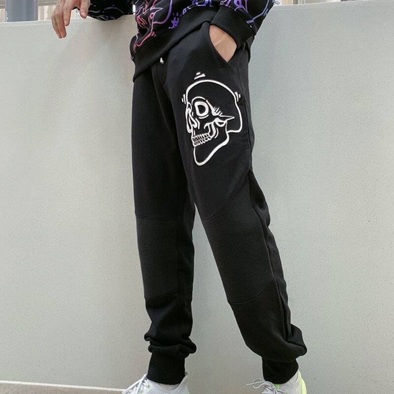 Alex plein joggingbroek met schedelborduursel, trainingsbroek voor heren, streetwear, hiphop trainingspak, joggingsbroeken, herenkleding, sportkleding