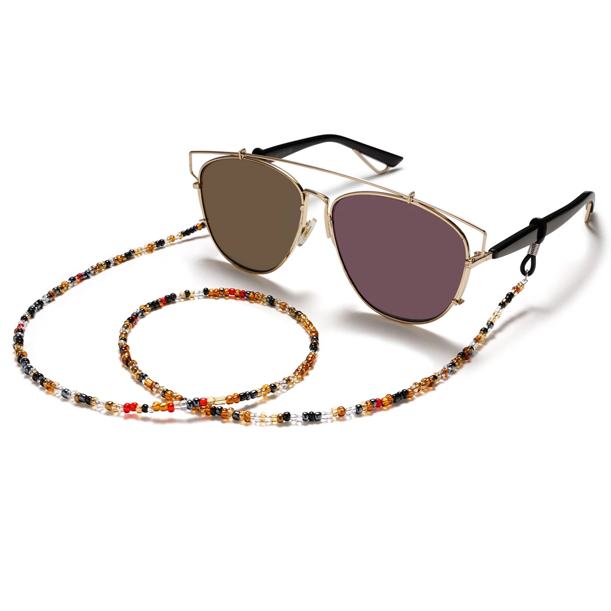 Chaînes de lunettes ornées de jolies perles colorées de supérieure pour femmes, sangles de support de lunettes, cordons de chaîne de lunettes