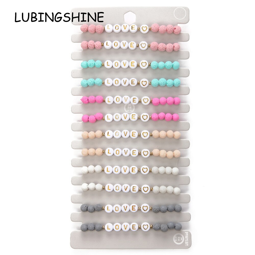 Boho 12 stuks/partij dames heren liefdesbrief kralen bedels armband set gevlochten verstelbare touwketting handgemaakte paar enkelband strandsieraden