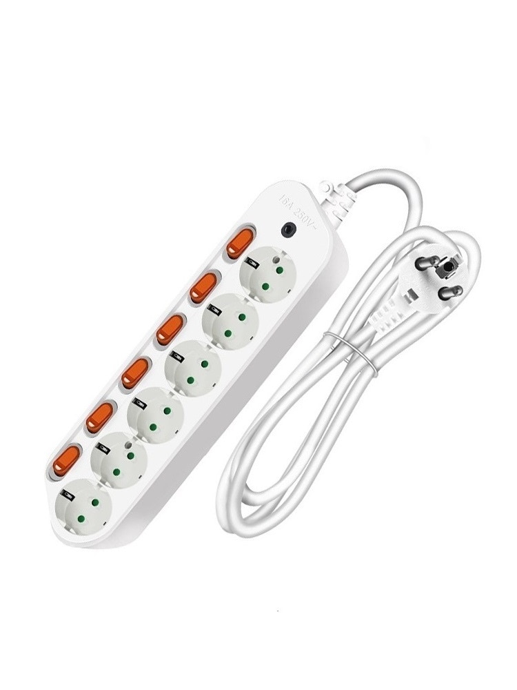 Multiprise Protection contre les surtensions prise ue 3/4/5/6 prises 10/16A prises d'extension électrique interrupteurs de commande indépendants cordon 2.5m