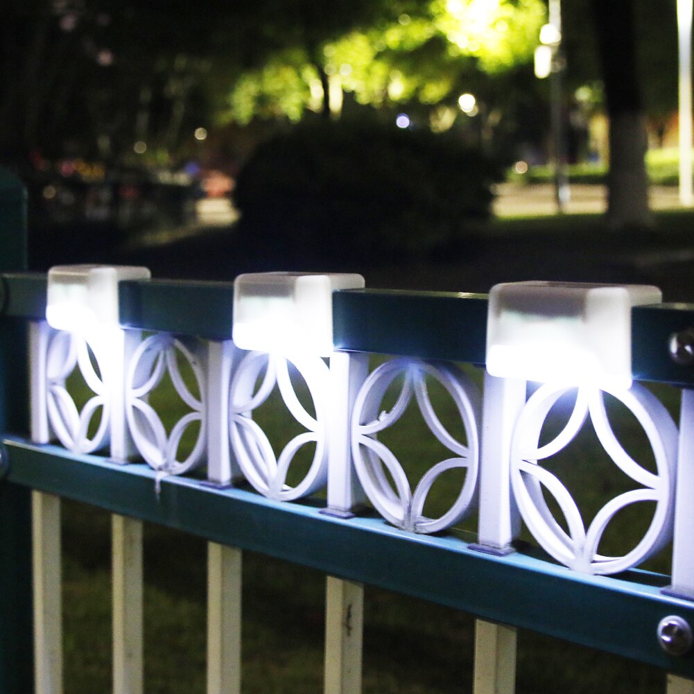 4Pcs LED Solar Lamp Path Stair Outdoor Waterproof Wall Light Garden Landscape Step Stair Deck Lights Balcony Fence Solar Light