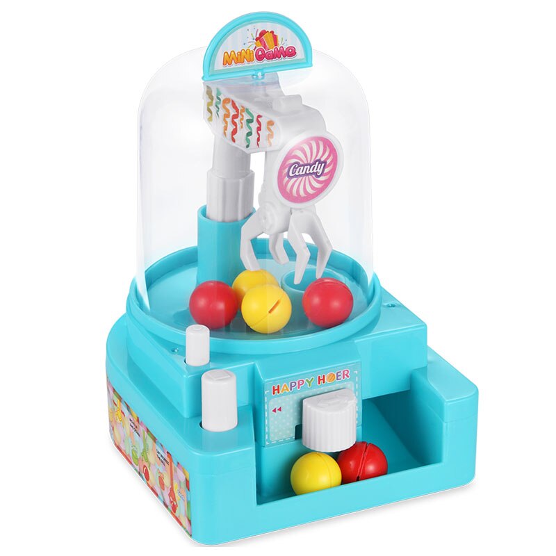 Mini kids ball candy grabber legetøj til børn fest indendørs bordspil klo fingerfanger kran automat arkade maskine: Blå