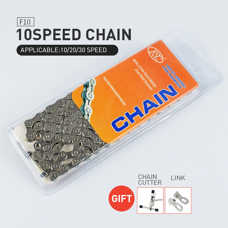 FSC 6/7/8/9/10/11 Speed Bicycle Chain 116 Links Ultralight Carbon Steel MTB Mountain Road Bike Chain Half Hollow Bicycle Chain: 10s silver