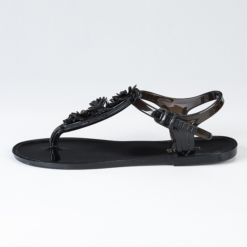 Flower plastic flat sandals female summer pinch t-slip non-slip beach slippers flip flops