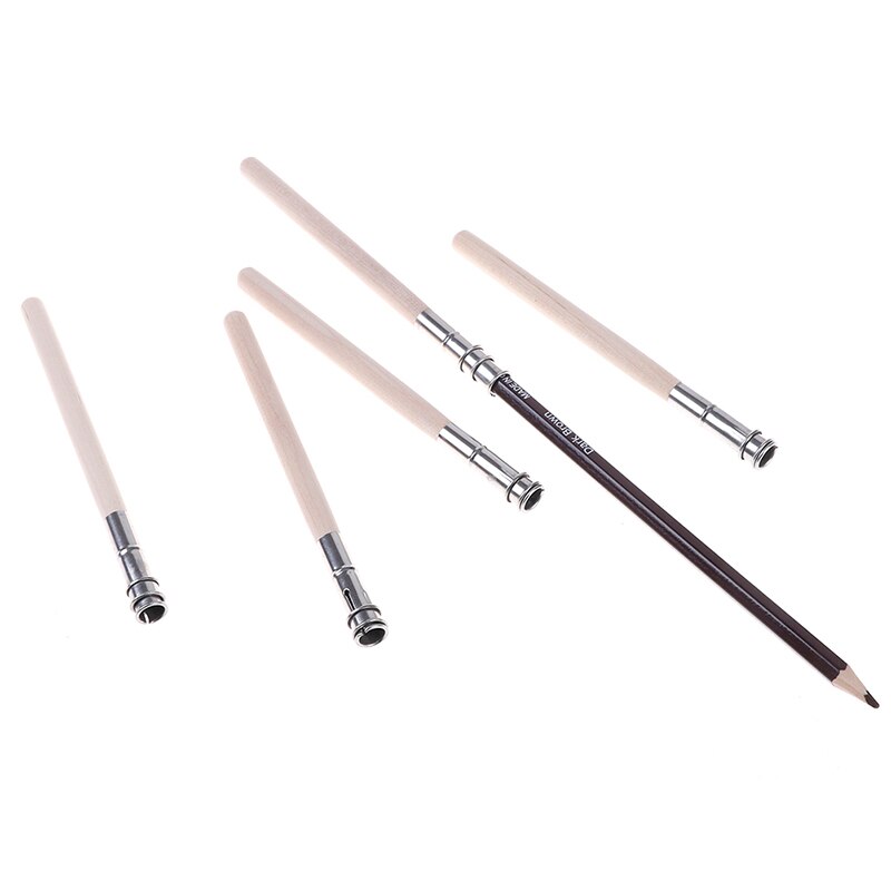 Extensor de lápiz ajustable, alargador de madera, herramienta de dibujo y pintura, 5 uds.