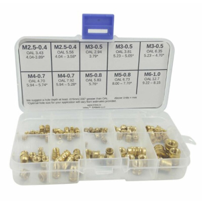 Threaded Brass Heat , Assortment a Metric Brass Threaded Heat Set Screw Inserts for 3D Printing(94 Pcs)