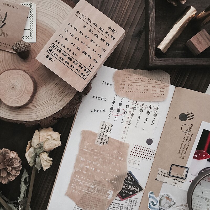 Vintage datum week maanfase kalender decoratie ste grandado