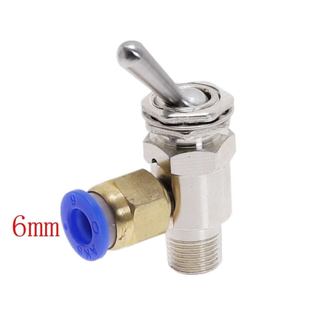 Air Pneumatic Mechanical Valve TAC-3V Exhaust Valve 2 Position 2 Way ON/OFF M5 Thread Toggles Switch Valves with Fiitting: With 6mm Fitting