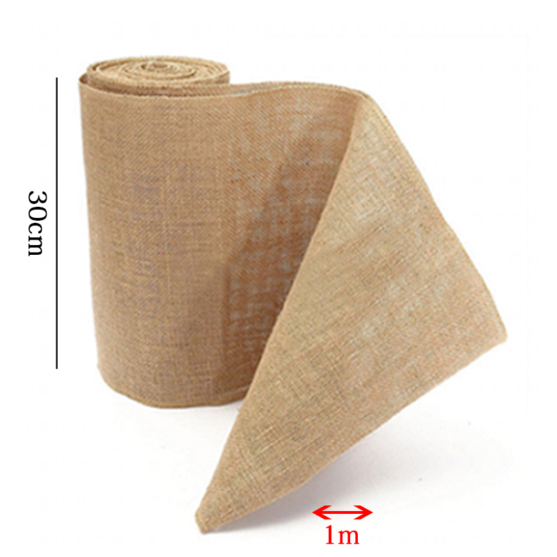 Blue Color Natural Burlap Fabric Jute Roll Ribbon 5mtrs
