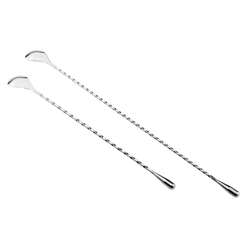Set van 15.7/12 inch cocktaillepels, roestvrijstalen cocktail shaker met spiraalpatroon en cocktailmenglepel
