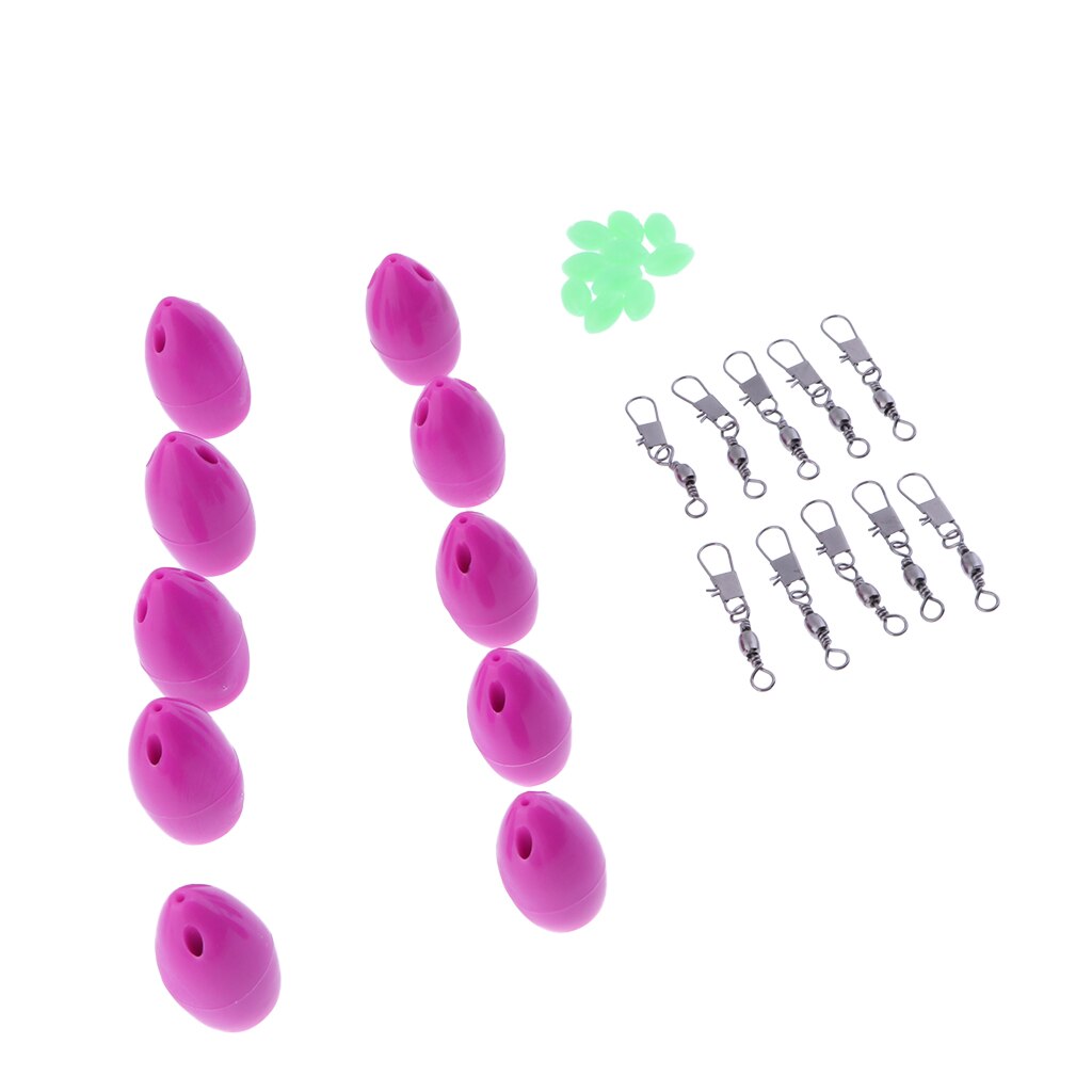 10pcs Plastic Floating Bombarda Floats Long Distance Casting Lure with Beads and Rolling Swivels: Purple